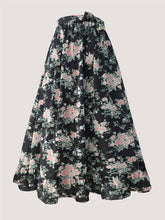 ELARA - BLACK RUFFLE HEM FLORAL SKIRT